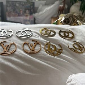 Designer Logo Brooch Set in Gold and Silver